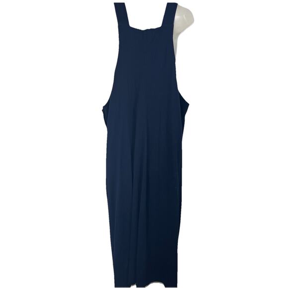 Eddie Bauer Vintage Fleece Knit Pinafore Maxi Dress Womens XL Navy - Picture 4 of 5